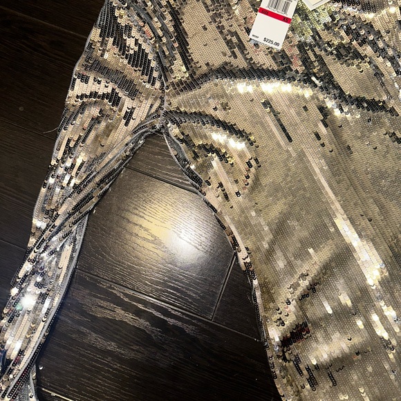 MICHAEL KORS SILVER SEQUIN PARTY DRESS SZ XS π - Picture 2 of 6
